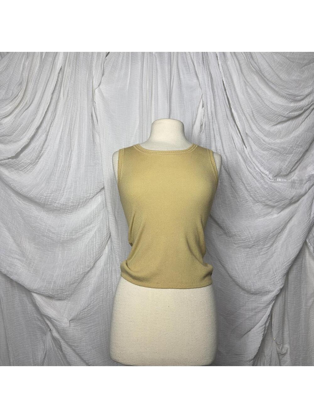 Vintage Indie Boho Finity Petite Gold Rayon Blend Sleeveless Top PM